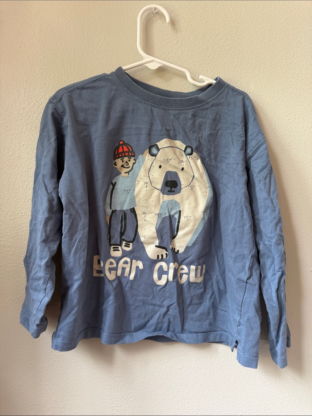 Zara Blue Long-Sleeve 'Bear Crew' Graphic Tee